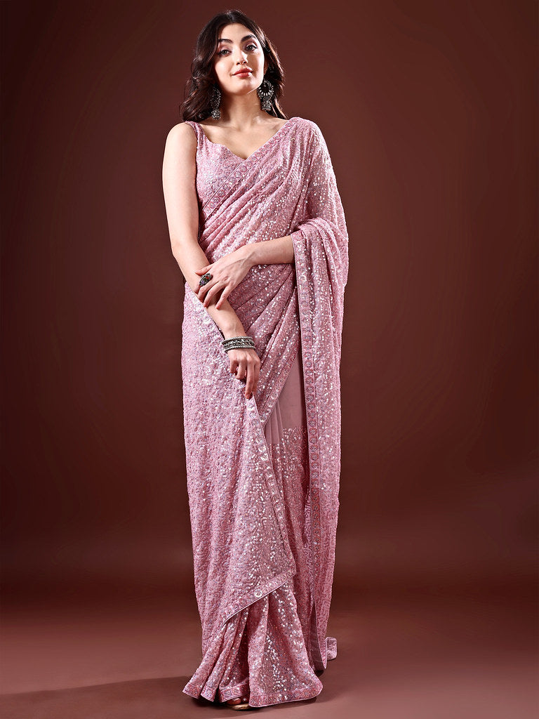 Glam Georgette Saree Mauve