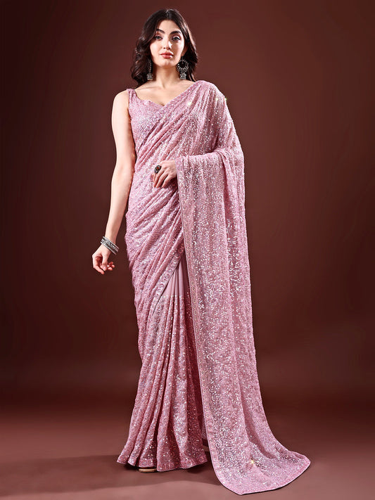 Glam Georgette Saree Mauve