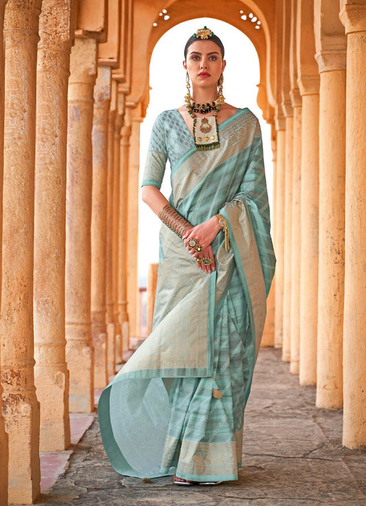 Royal Silk Saree Mint Green