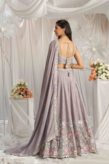 Poly Chiffon Grace Lehenga Mauve