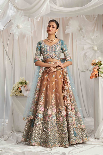 Tissue Festive Lehenga Multi