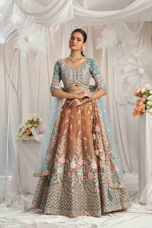 Tissue Festive Lehenga Multi