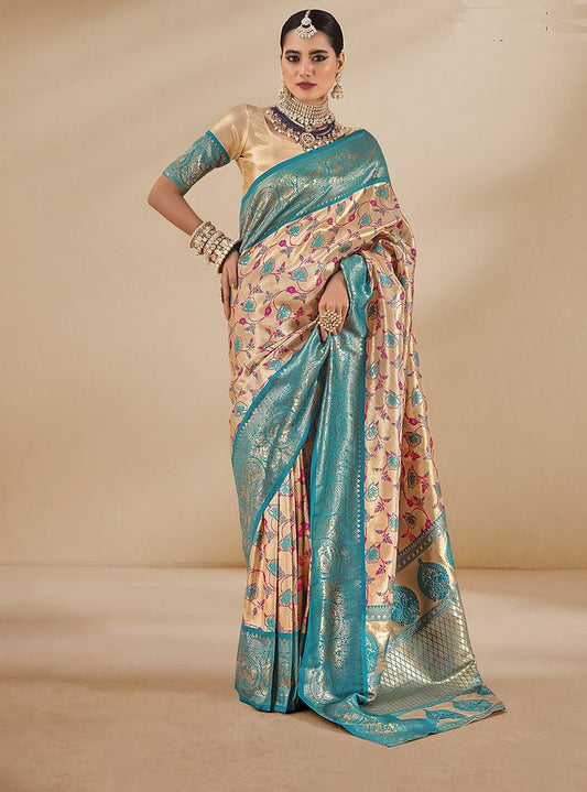 Golden Aura Silk Saree Multi