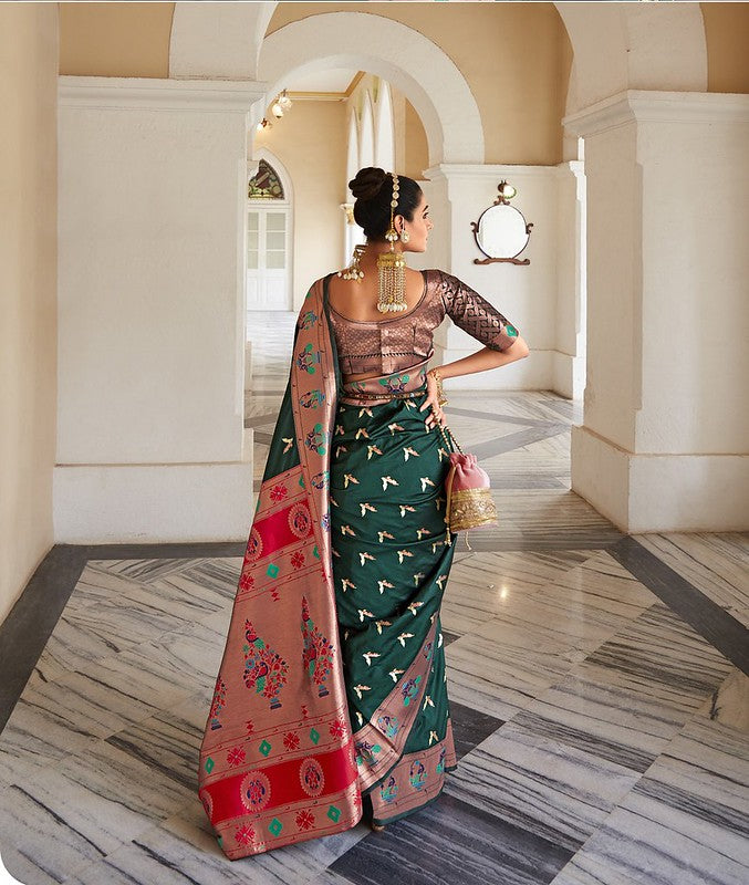 Vibrant Silk Saree Dark Green