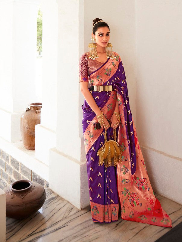 Vibrant Silk Saree Purple