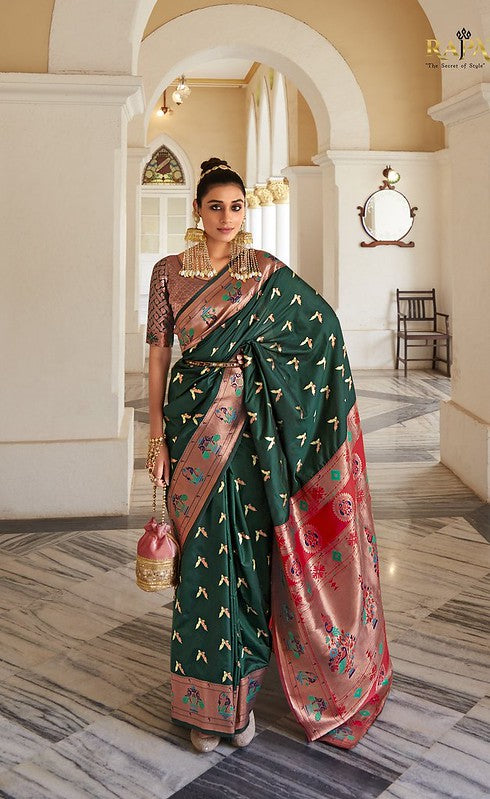 Vibrant Silk Saree Dark Green