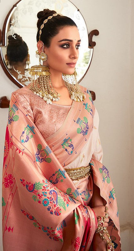 Vibrant Silk Saree Peach Pink