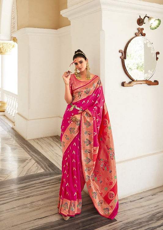 Vibrant Silk Saree Rani Pink