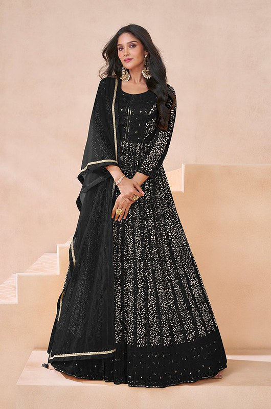 Embroidered Georgette Anarkali Black