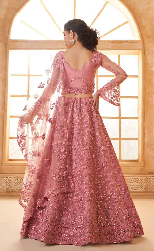 Luminous Net Lehenga Mauve