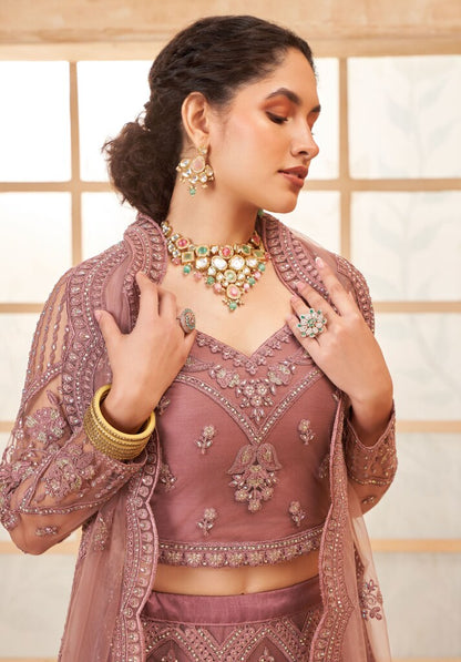 Luminous Net Lehenga Mauve