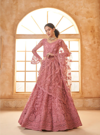 Luminous Net Lehenga Mauve