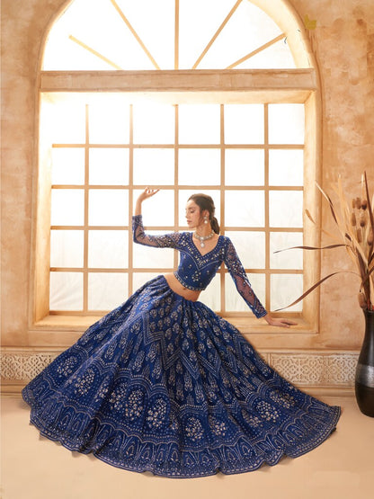 Luminous Net Lehenga Royal Blue