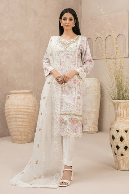 Ivory Charm Organza Pakistani Suit White