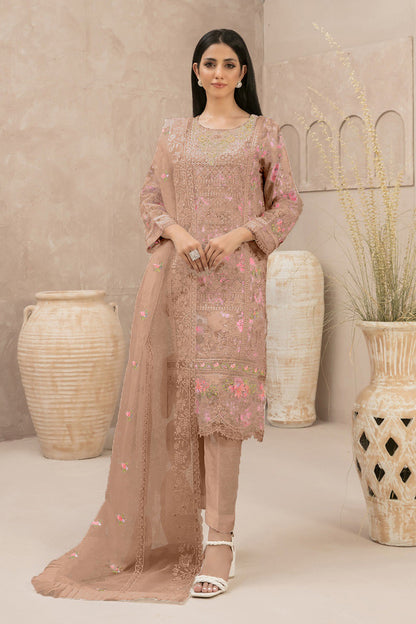 Ivory Charm Organza Pakistani Suit Beige