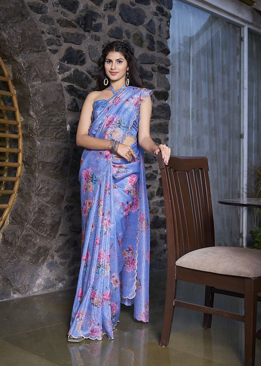 Silken Treasure Saree Blue