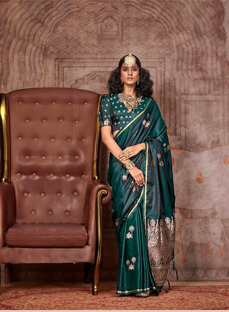 Eternal Silk Radiance Saree Dark Green