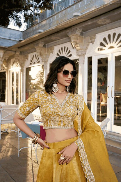 Goldie Glam Lehenga Mustard