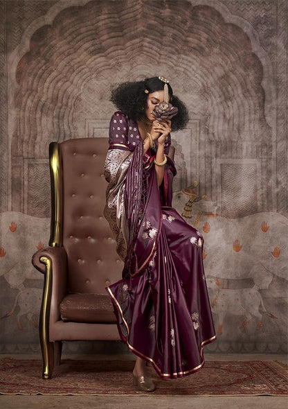 Eternal Silk Radiance Saree Wine