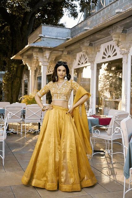 Goldie Glam Lehenga Mustard