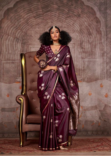 Eternal Silk Radiance Saree Wine