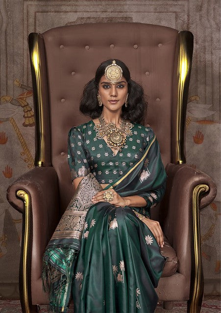 Eternal Silk Radiance Saree Dark Green