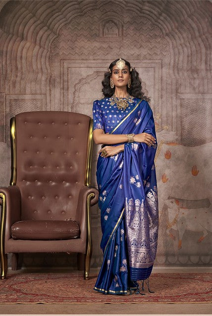 Eternal Silk Radiance Saree Navy Blue