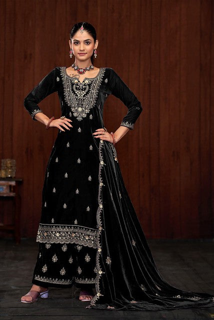 Royal Velvet Salwar Suit Black