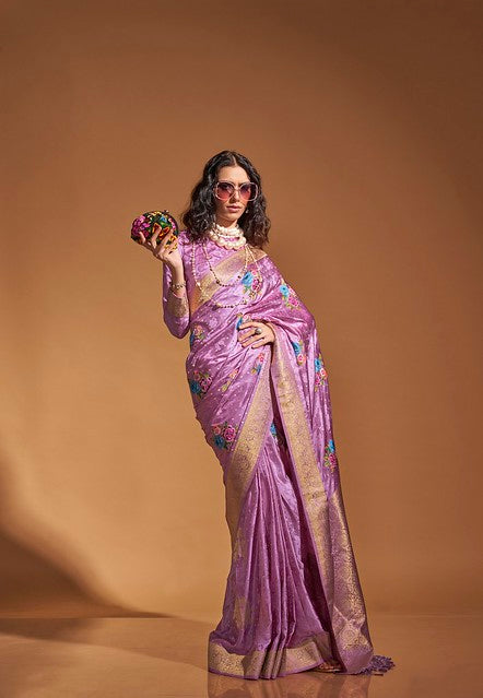 Ethereal Satin Saree Lavender