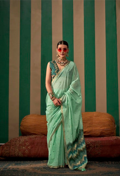 Royal Handloom Weave Silk Saree Mint Green