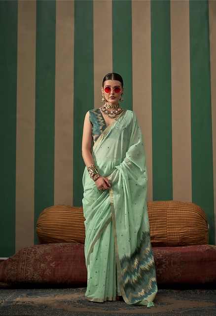 Royal Handloom Weave Silk Saree Mint Green