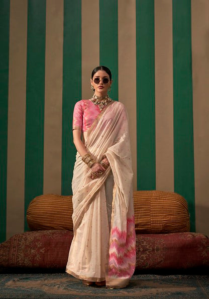 Royal Handloom Weave Silk Saree Cream