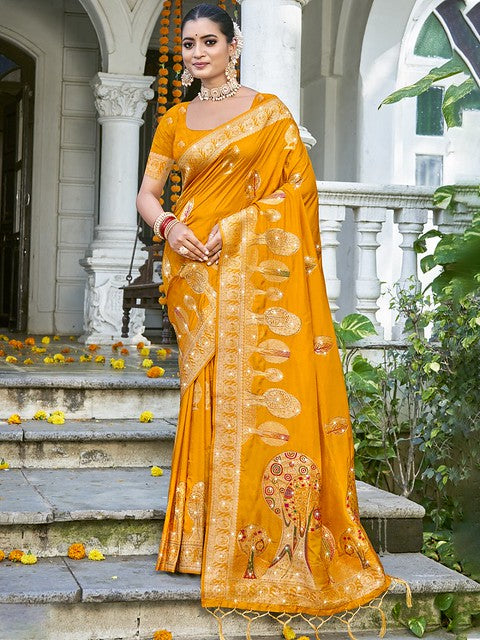 Silken Elegance Art Silk Saree Mustard