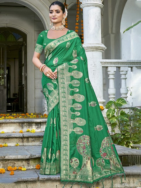 Silken Elegance Art Silk Saree Green