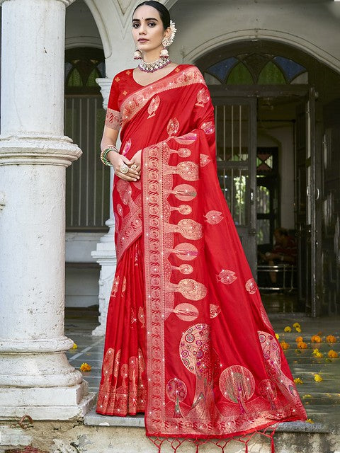 Silken Elegance Art Silk Saree Red