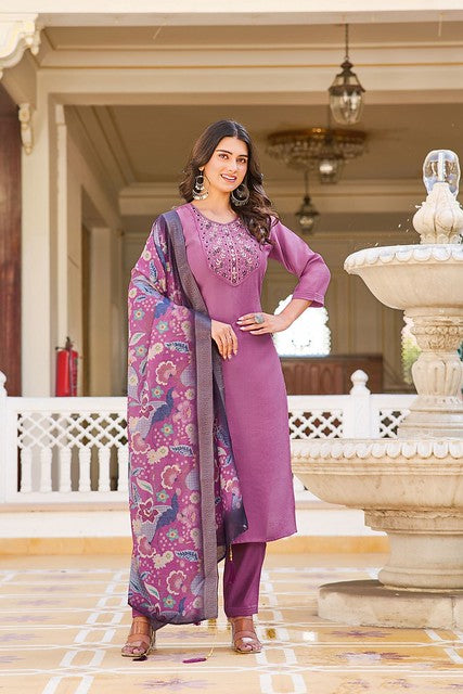 Simple Essence Kurta Set Purple