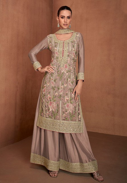 Georgette Grace Plazoo Suit Peach