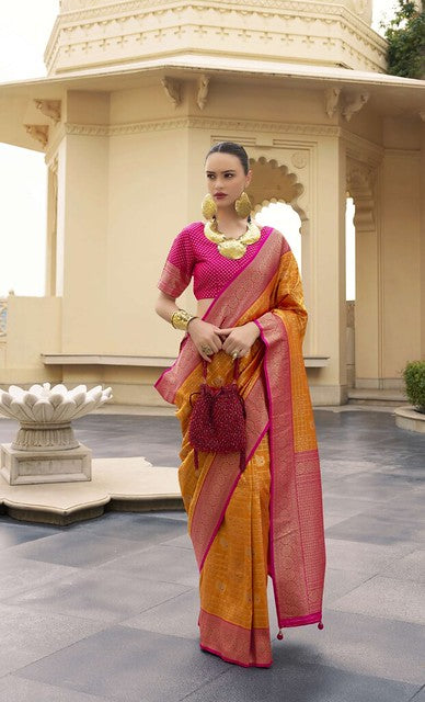 Ruhani Banarasi Silk Saree Orange