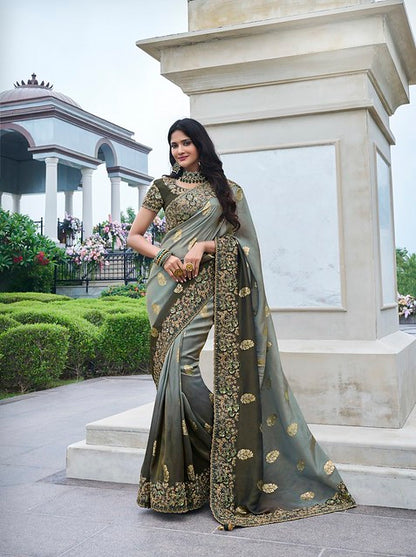 Golden Aura Silk Saree Green