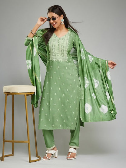 Radiant Rayon Charm Salwar Suit Pista