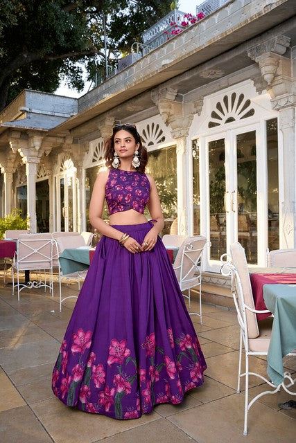 Silken Charm Tussar Lehenga Purple