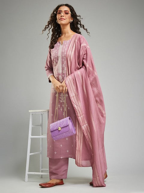 Luxe Chanderi Salwar Suit Mauve