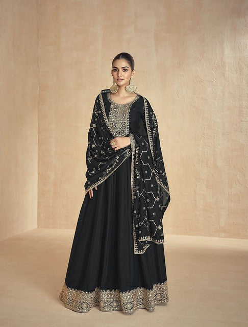 Silk Radiance Anarkali Suit Black