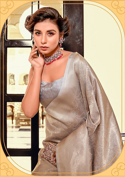 Eternal Grace of Kanjivaram Silk Saree Grey