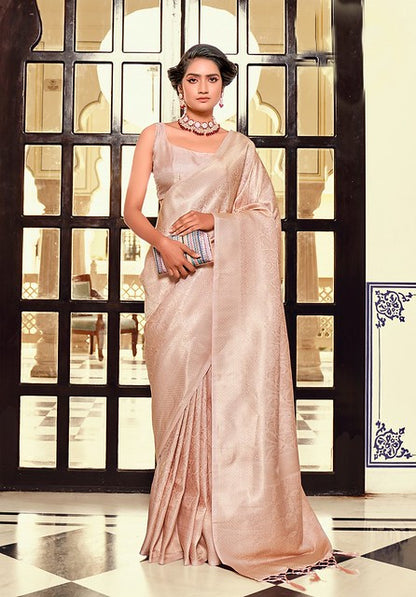 Eternal Grace of Kanjivaram Silk Saree Pastel Pink