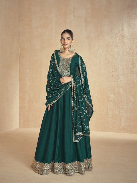 Silk Radiance Anarkali Suit Green