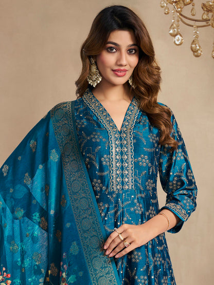 Luminous Essence Anarkali Suit Teal