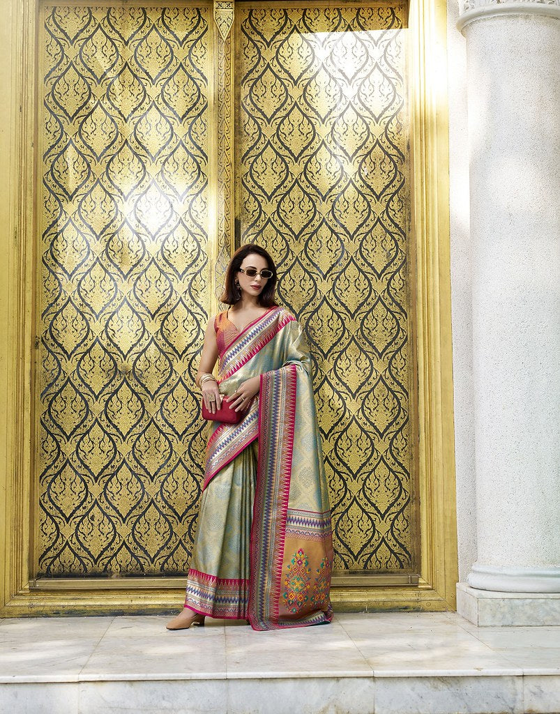 Emerald Silk Saree Multi