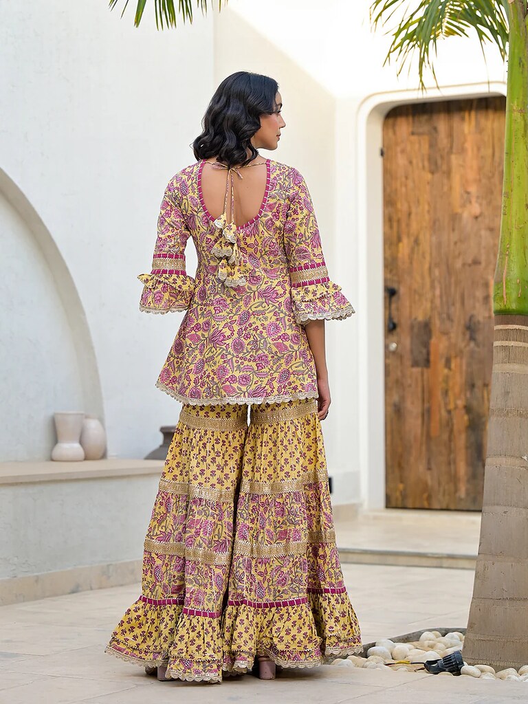 Soft Petal Sharara Suit Multi