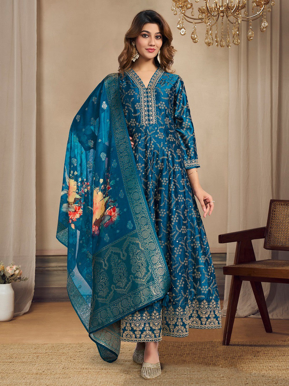 Luminous Essence Anarkali Suit Teal